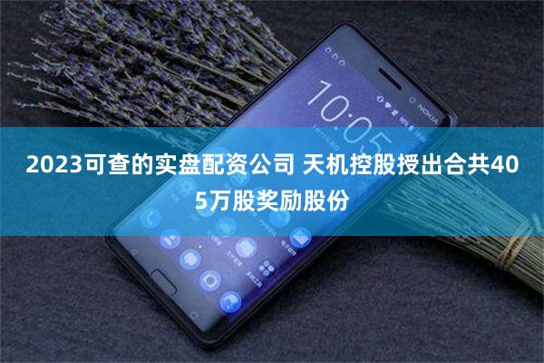 2023可查的实盘配资公司 天机控股授出合共405万股奖励股份