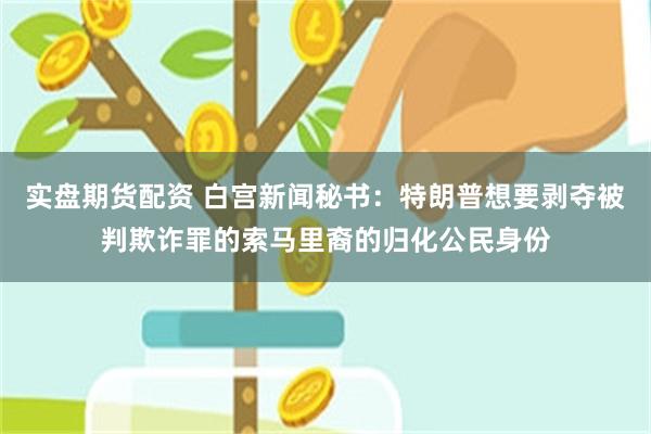 实盘期货配资 白宫新闻秘书：特朗普想要剥夺被判欺诈罪的索马里裔的归化公民身份