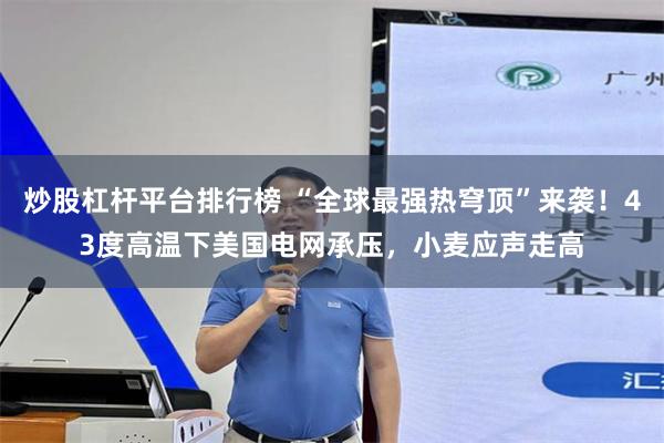 炒股杠杆平台排行榜 “全球最强热穹顶”来袭!43度高温下美国电网承压,小麦应声走高